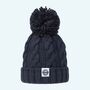 Deep Navy Cable Reflective Super Bobble Hat, thumbnail 2 of 5