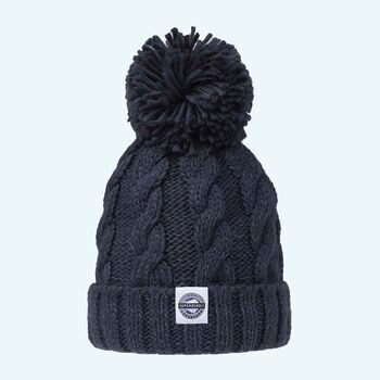 Deep Navy Cable Reflective Super Bobble Hat, 2 of 5