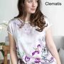 Silk Satin And Soft Jersey Floral Womens Top T Shirt, thumbnail 2 of 8