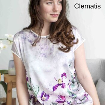 Silk Satin And Soft Jersey Floral Womens Top T Shirt, 2 of 8
