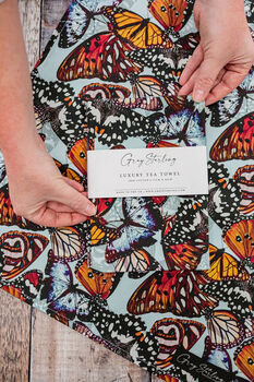 The Butterfly House Ice Blue Tea Towel, 3 of 4