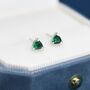 Trillion Cut Emerald Green Cz Stud Earrings, thumbnail 7 of 11