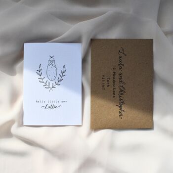 Personalised New Baby Cute Illustrated Card, 3 of 10