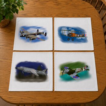 Set Of Four Handkerchiefs With Raf Plane Illustrations, 4 of 12