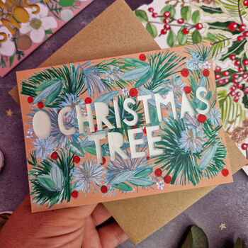 Papercut 'O Christmas Tree' Christmas Card, 4 of 8