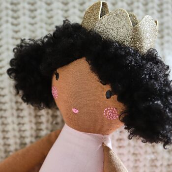 Personalised Ballerina Doll With Dark Curly Hair, 2 of 5