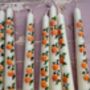 Hand Painted Pair Of Orange Blossom Taper Candles, thumbnail 4 of 5