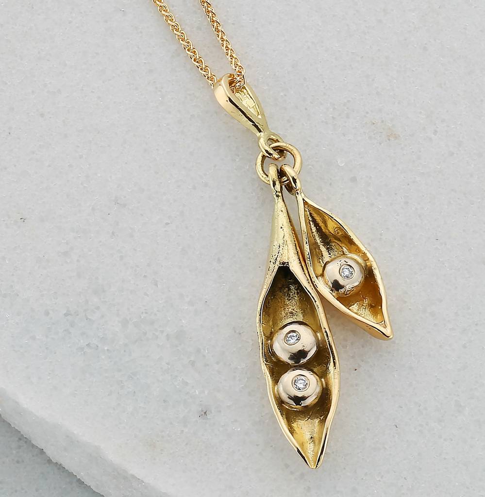 Gold And Diamond Peas In A Pod Necklace By Claire Troughton