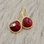 Dyed Red Ruby Sterling Silver Dangle Drop Earrings, thumbnail 8 of 8