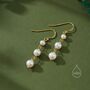 Sterling Silver Natural Pearl Trio Drop Hook Earrings, thumbnail 5 of 11