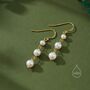 Natural Pearl Trio Drop Hook Earrings, thumbnail 5 of 10