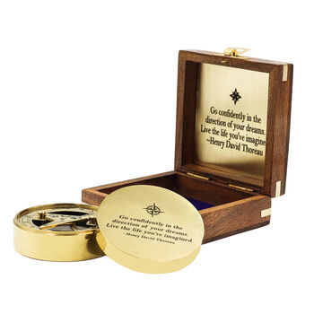Signature Sundial Compass With Quote By Henry David Thoreau 'Go Confidently in the Direction of Your Dreams', 2 of 6