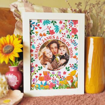 Mum And Me Personalised Floral Photo Print, 3 of 3