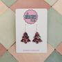 Purple And Gold Christmas Tree Glitter Earrings / Stocking Filler / Santa Present, thumbnail 1 of 10