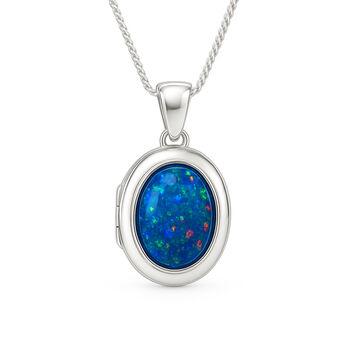 Personalised Sterling Silver Opal Triplet Gemstone Locket Necklace, 2 of 9