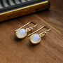 Gold Plated Moonstone Oval Earrings, thumbnail 3 of 4