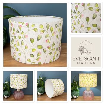 Lime Green And Pink Floral Buds Lampshades, 2 of 10