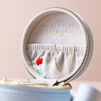 Personalised Embroidered Flowers Velvet Jewellery Case, 4 of 8