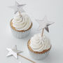 Silver Foiled Star Cupcake Or Mince Pie Toppers, thumbnail 1 of 3