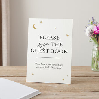 Moon And Stars Personalised Date Wedding Guest Book, 3 of 3