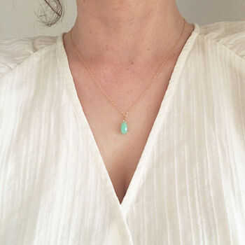 Gold Filled Chrysoprase Drop Necklace, 4 of 9