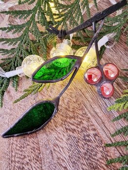 Glass Holly Christmas Ornaments Gifts, 6 of 7