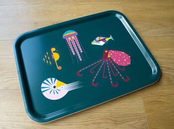 Splendid Sea Creatures Large Wooden Tea Tray, 3 of 6