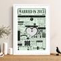 Married In 2013 Map Print, Personalised 13th Lace Anniversary Gift, thumbnail 4 of 12
