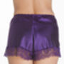 Lace French Knicker In Purple Satin, thumbnail 3 of 3