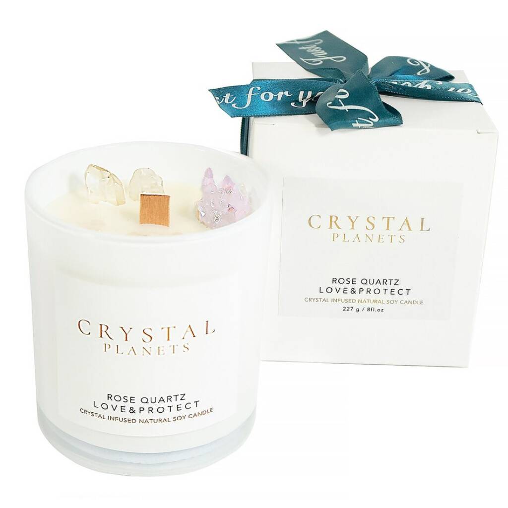 Rose Quartz Crystal Infused Candle By Crystal