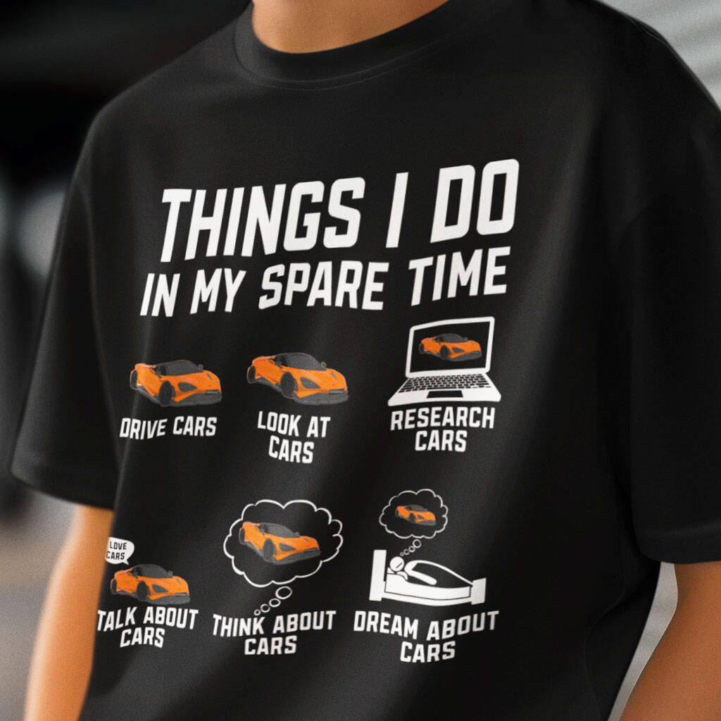Funny Christmas Car Gift For Him 'Think About Cars' Mens T Shirt, 1 of 3
