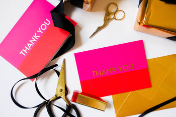 Fuchsia And Gold Foil Thank You Card, 6 of 6
