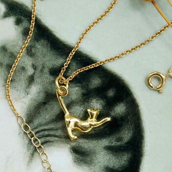 Gold Plated Sterling Silver Cat Necklace, 3 of 6