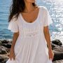 White Cotton Short Sleeve Nightdress 18th Century Vintage Embroidered Jane Austen Bridgerton Style, thumbnail 1 of 12