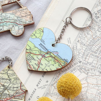 Personalised Map Location Heart Keyring, 3 of 3