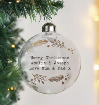 Glass Gold Foliage Design Bauble, 3 of 3