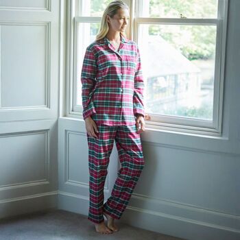 Women's 'Gaia' Tartan Brushed Cotton Pyjama Set, 2 of 4