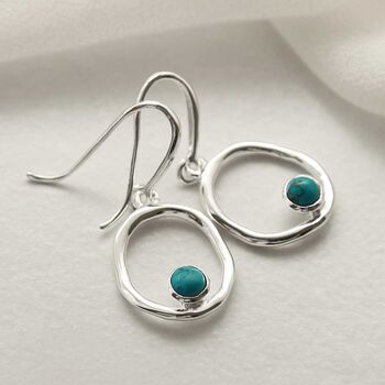 Sterling Silver Gemstone Ripple Earrings, 8 of 10
