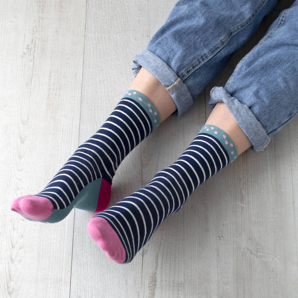 Lucky Socks, Women's Striped Slogan Socks By Solesmith ...