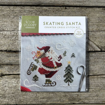 Skating Santa Modern Cross Stitch Kit, 2 of 5