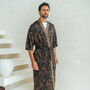 Full Length Black Men’s Kimono Robe, thumbnail 2 of 6