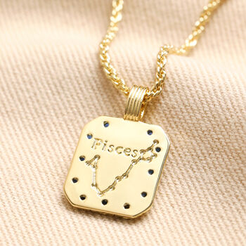 Crystal Square Zodiac Pendant Necklace In Gold Plating, 10 of 12