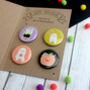 Halloween Button Badges, Pack Of Four, thumbnail 7 of 9