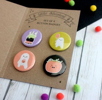 Halloween Button Badges, Pack Of Four, 7 of 9