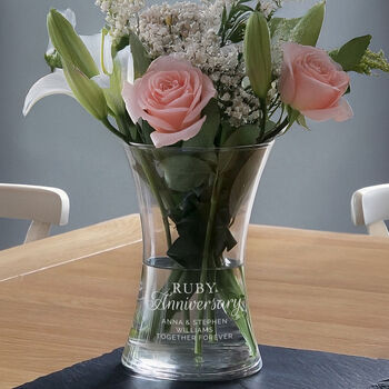 Personalised Ruby Anniversary Glass Vase, 2 of 3