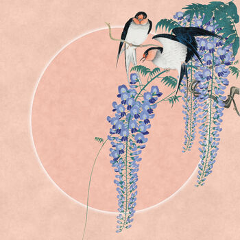 Japandi Swallows And Wisteria Wall Art Print, 2 of 7