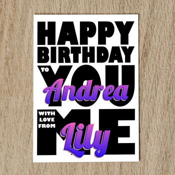 Personalised Names Birthday Card With Message, 3 of 8