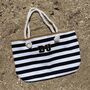 Personalised Large Black White Stripe Rope Beach Bag, thumbnail 5 of 6