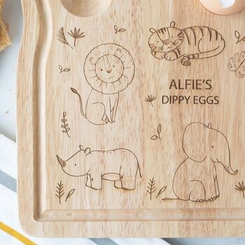 Personalised Wooden Safari Breakfast Egg Board, 2 of 4