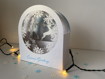 Snow Globe Deer 3D Pop Up Card, 2 of 4